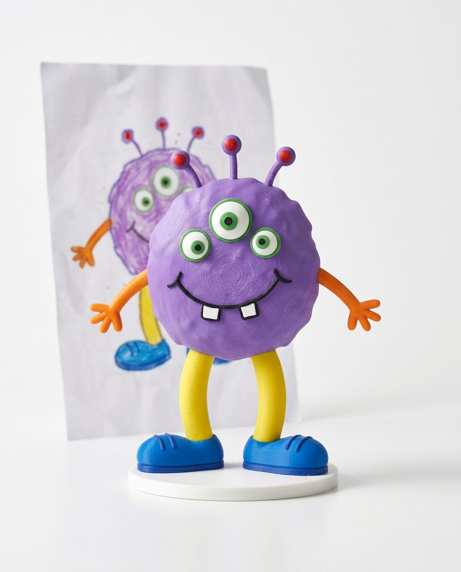 Figura del monstruo impresa en 3D a todo color