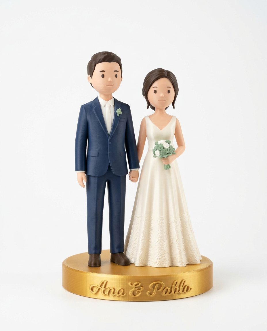 Figuras de los novios impresas en 3D