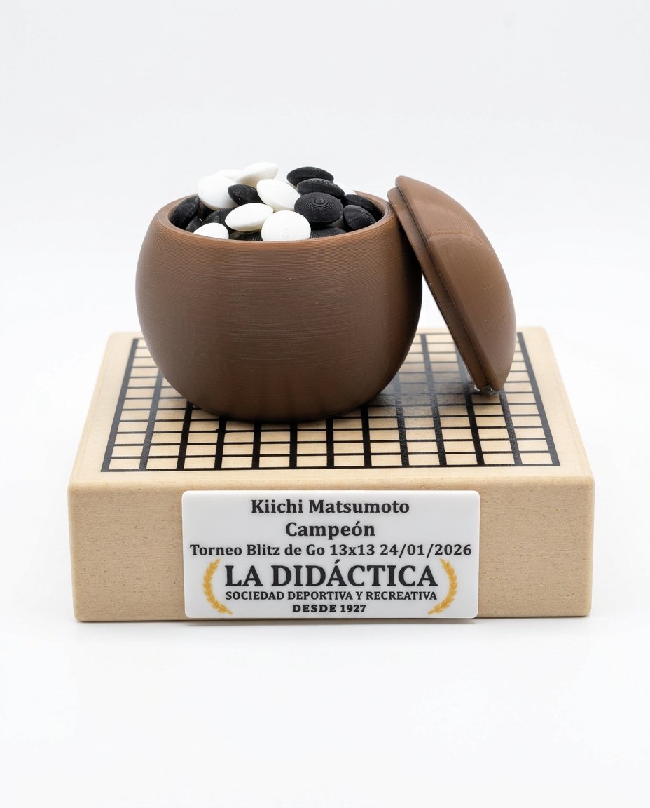 Trofeo con cuenco de piedras de Go