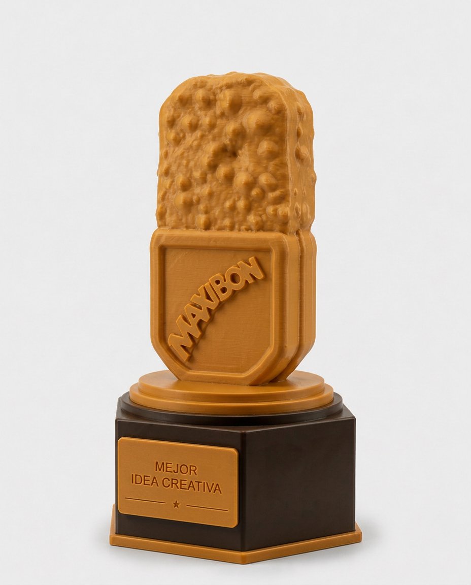 Trofeo con forma propia sobre peana