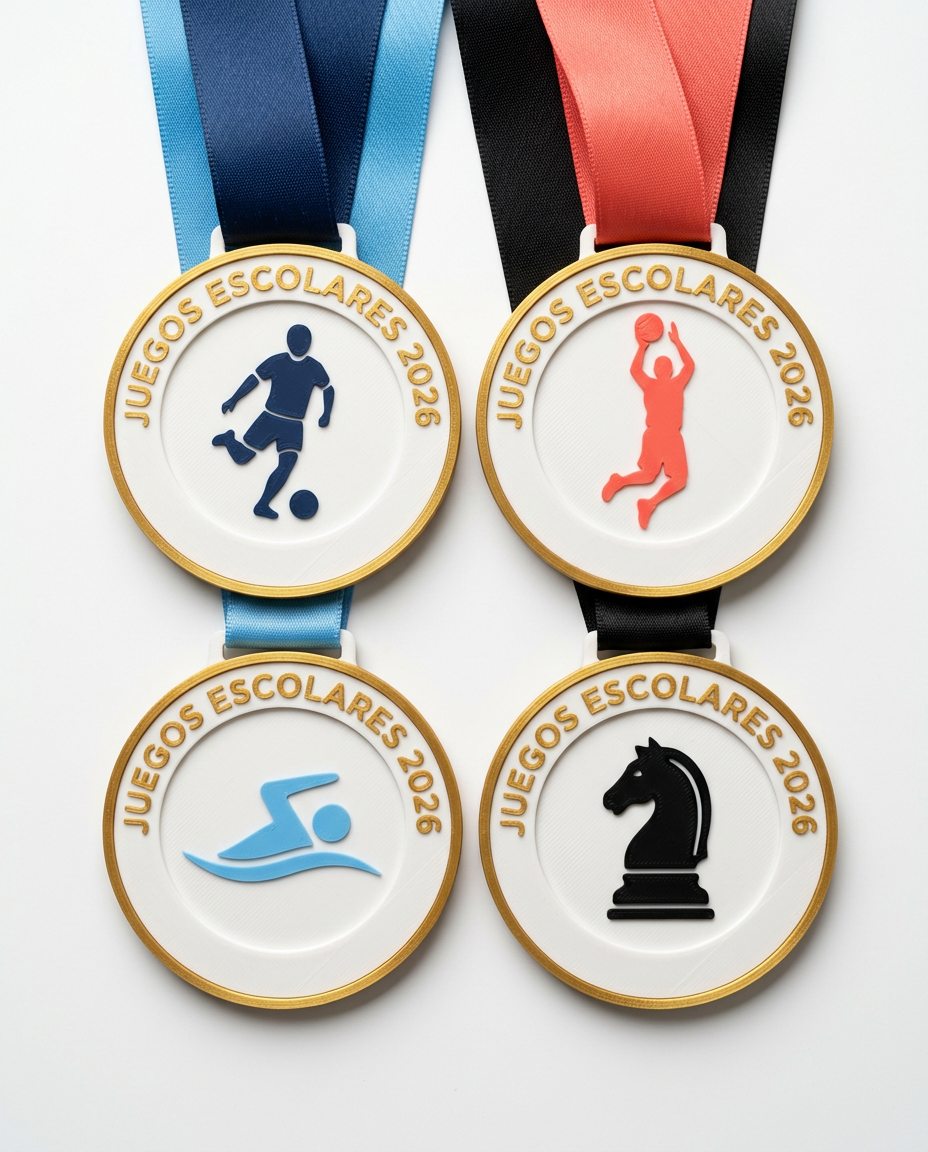 Medallas escolares con el pictograma de cada deporte