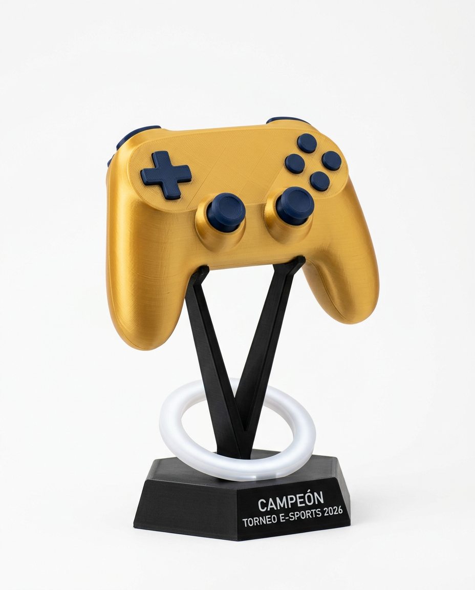 Trofeo de e-sports con forma de mando
